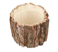 Yardwe Artificial Plants Outdoor Wooden Flower Pot Bark Vase Rustic Country Style Flower Planter Farmhouse Planter Container 10x10x10cm Home Decor