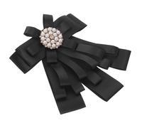 Yardwe Black Cloth Bow Brooch Pin for Women with Polished Look and Easy to Clip, Suitable for Cafes and Restaurants Uniform Accessories