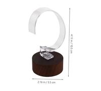 Yardwe Black Walnut Wood Base Watch Stand with Black Acrylic C Ring Multifunctional Jewelry Organizer for Bracelets and Watches Space-saving Display for Dresser Showcase Contemporary