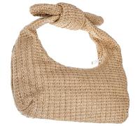 Yardwe Bow Purse with Delicate Woven Texture and Polyester Material in Beige, Convenient Handbag for Women Suitable for Travel and Photography, Can be Hung for Storage