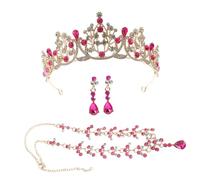 Yardwe Bridal Tiara Jewelry Set Lightweight Alloy Wedding Crown Necklace Earrings for Women Birthday Party Prom Cosplay Accessories Elegant Craftsmanship