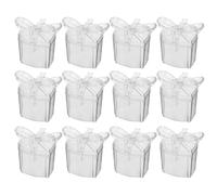 Yardwe Candy Boxes Lightweight Portable Plastic Containers 12pcs with Unique Bow Design Heart-shaped Valentine's Day Gift Packaging for Wedding Favors and Table Decoration