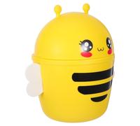 Yardwe Cartoon Bee Mini Trash Can with Flip Lid, Plastic Desktop Bin | Yellow Clamshell Waste Paper Container, Cabinet Use, Easy to Open and Move, Funny Table Top Bin