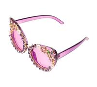Yardwe Cat Eye Sunglasses for Women Rhinestone Frame Purple Gradient Lenses UV Protection Oversized Vintage Eyewear Party Accessories