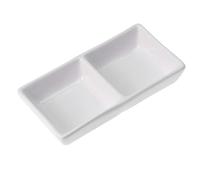 Yardwe Ceramic Dip Bowl 2- Compartment Porcelain Appetizer Serving Tray Sushi Dipping Bowl Saucers Bowl Soy Sauce Dish Vinegar Plate