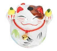 Yardwe Ceramic Fortune Cat Piggy Bank with Capacity Cute Japanese Lucky Cat Ornament for Home Decor Easy to Clean Coin Box Friends and Office Decoration