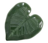 Yardwe Ceramic in Cooking Kitchen Holder Utensil Elegant for and Decorative Spoon Rest Monstera Leaf Shaped Green with High Temperature Resistance Versatile Application