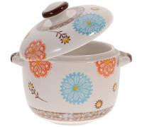 Yardwe Ceramic Stew Soup Bowl Household Steaming Cup 450ml Japanese Style with Lid Convenient to Use Prevents Dust for Restaurant Decoration