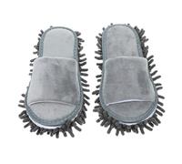 Yardwe Chenille Floor Cleaning Mop Slippers for Men Women Open Toe Home Slippers Soft Dusting Soles Tile Vinyl Floors Large Grey Winter Cozy