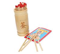 Yardwe Chinese Fortune Sticks and Bamboo Lot Pot Set with 100 Divination Sticks and Instruction Book for Buddhist Fortune Telling and Temple Divination Use