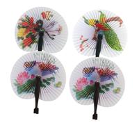 Yardwe Chinese Paper Folding Hand Fan 4pcs Set, Vintage Oriental Floral Folding Hand Held Fans for Wedding Favors, Dance Parties and Summer Travel Accessories Random Style