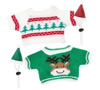 Yardwe Christmas Pet Costume Set for Small Animals Elastic Xmas Hats 5.5x8cm in Green and Red, Plus Green Reindeer and Christmas Tree Pet Clothes for Guinea Pigs, Rabbits, Hamsters Festive Wear