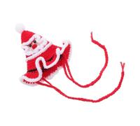 Yardwe Christmas Pet Hat for Dog and Cat Red Yarn Knitted Warm Santa Hat with Chin Rope, Easy to Put, Photo Prop for Holiday Family Reunions and Birthdays