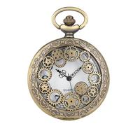 Yardwe Classic Roman Numeral Pocket Watch Pendant Retro Hanging Pocket Watch with Gear and Dial Accessories Vintage Men’s Necklace