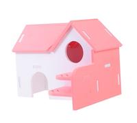 Yardwe Colorful Little House Wooden Hamster Hideout Hut for Small Animals Guinea Pig Hamster House Hideaway Double Story for Pet Bedding