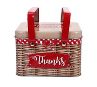 Yardwe Cookie Box Metal Candy Gift Tin with Handle Pastry Box Iron Biscuit Snack Storage Container for Wedding Birthday Party Thanksgiving Christmas, Red
