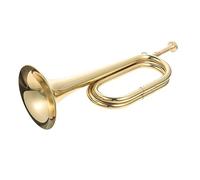 Yardwe Copper Golden Bugle Trumpet for School Band, Beginner Instrument Made of Lightweight Copper, Easy to Carry with Classic Military Design for Marching Band Use