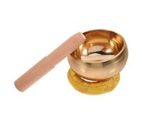 Yardwe Copper Singing Bowl with Wood Rod and Cloth Cushion, Portable Yoga Singing Bowl for Meditation and Spiritual, Calming Effects for Men and Women Travelers Random Color
