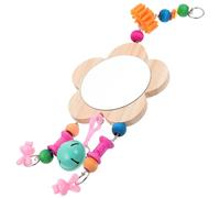 Yardwe Creative Pet Rooster Mirror Wooden Hanging Hen Mirror with Pendant Fun Playground for Chickens Promotes Curiosity and Intellectual Development Durable and Resistant Random Color