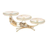 Yardwe Crystal Glass Fruit Storage Bowl and Cupcake Holder in Golden Colour, Stylish Design Kitchen Helper Function, Dessert Storage Tray for Banquets and Parties