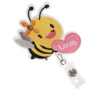 Yardwe Cute Bee Pattern Badge Holder with Felt and Plastic Material, Portable Rotating Easy On/Off Id Card Clip, Practical Badge Clips for Professionals and Office Workers