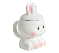 Yardwe Cute Bunny Ceramic Mug with Lid 350ml for Daily Use