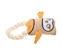 Yardwe Cute Dog Chew Toy Interactive Owl Squeaky Dog Toy Soft Plush Cotton Rope Squeaky Teething Owl Cat