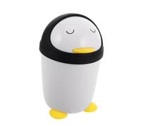 Yardwe Cute Penguin Boys and Girls Mini Desk Trash Can Small Plastic Waste Basket for Bedroom Desk Kitchen Bathroom Bin Lid