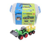 Yardwe DIY Disassemble Farmer with Large Parts and Storage Box Safe Non Battery Car for Boys and Easy Assembly and Glide Forward Educational Play Vehicle