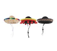 Yardwe Dog Hat Breathable Polyester Material Pet Gentle on Pets Skin 3pcs Halloween Mexican Style Sombrero for Parades and Birthday Parties
