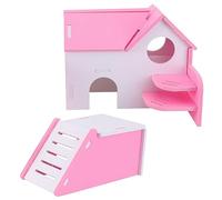 Yardwe Dual Layer Wooden PET Villa for Small Animals Stylish Hamster House PVC Base for Indoor/Outdoor Use