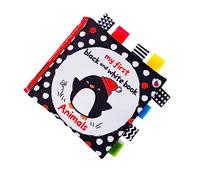 Yardwe Early Educational Black and White Sensory Cloth Book for Tear Resistant Visual Stimulation and Animal Cognition Learning Soft Handheld Book for Language and Sensory