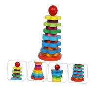 Yardwe Educational Rainbow Stacker Wooden Building Blocks for Fun and Plaything to Enhance Communication Skills and Cognitive Development