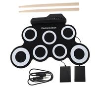 Yardwe Electric Drum Hand Roll up Drum for Practicing with Silicone Material and Professional Demo Songs Black