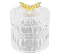 Yardwe Embossed Glass Storage Jar with Lid for Candy and Cookies, Decorative Glass Candy Jar with Simple Style and Beautiful Generous Design, for Display and Jewelry Storage