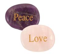 Yardwe Engraved Amethyst Worry Stone for and Inspirational Peace Crystal Palm Stone with Unique Designs Versatile Protective Gemstone for Meditation and Calming Energy