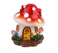 Yardwe Fairy Garden Mushroom House Miniature Mushroom House Statues Accessories for Terrarium Decor (Red)