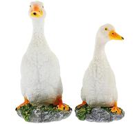 Yardwe Figurines 2pcs Garden Statue Resin Duckling Figurine Waterfowl Yard Sculpture Fake Goose Figure Outdoor Animal Ornament for Landscape Patio Backyard Home Decoration