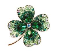 Yardwe Four Leaf Clover Brooch Irish Shamrock Pin Lucky Crystal Brooch Souvenir Jewelry for Jackets Clothing Bags