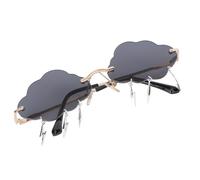 Yardwe Frameless Cloud Tear Sunglasses for Women, Shape Wave Fashion Glasses, Party Photo Booth Accessories, Gold Frame Black Gray Lens, Festival and Casual Wear