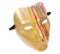 Yardwe Full Face Venetian Mask with Antique Style Painted Design for Men in Golden Plastic Comfortable Material, for Adults at Halloween Masquerade and Masquerade Balls
