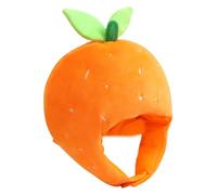 Yardwe Funny Orange Plush Hat Party Headgear Comfortable Cartoon Fruit Cap for Cosplay Festivals Parades Photo Booth Prop and Selfie Accessory