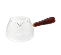 Yardwe Glass Teapot 11.83 Oz Heat-Resistant Tea Maker with Handle for Loose Leaf Tea Herbal Hot Water Sauce Milk Warming and Butter Melting Set for Home Brewing and Lovers