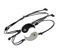 Yardwe Glow Dark Adjustable Taiji Couple Bracelets for Lovers and Friends Matching His and Hers Friendship Accessories Handmade Black Cord Jewelry