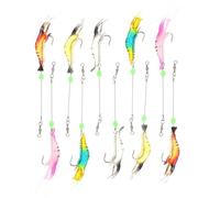 Yardwe Glow-in-the-dark Soft Shrimp Lures with Pre-rigged Pointed Hooks, 10pcs Saltwater and Freshwater Fishing Bait Set for Bass Crappie Night Fishing