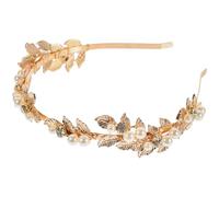 Yardwe Gold Fascinator Headband with Baroque Alloy Leaf Design, Versatile Elastic Headband for Women and Brides, Party Accessory with Lasting Use and Unique Fashion Style