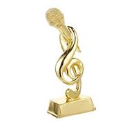Yardwe Golden Microphone Trophy Creative Resin Decorative Award for Singing Contests and Boys and Girls Room Decoration