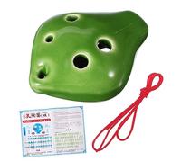 Yardwe Green Ceramic 6 Hole Alto C Ocarina for Beginners with Sound and Short Mouth, Shaped like A Strawberry, Includes Lanyard and Music Score for Practice