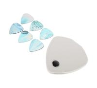 Yardwe Guitar Pick Set with White Pu Leather Pouch Ocean Blue Mixed Thickness Acoustic Electric Bass Picks Portable for Guitar Players