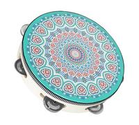 Yardwe Hand Held Tambourine Drum Green Heart Percussion Instrument for Adults and Music Education with Rounded Edges Safe Material for Dance and Performance